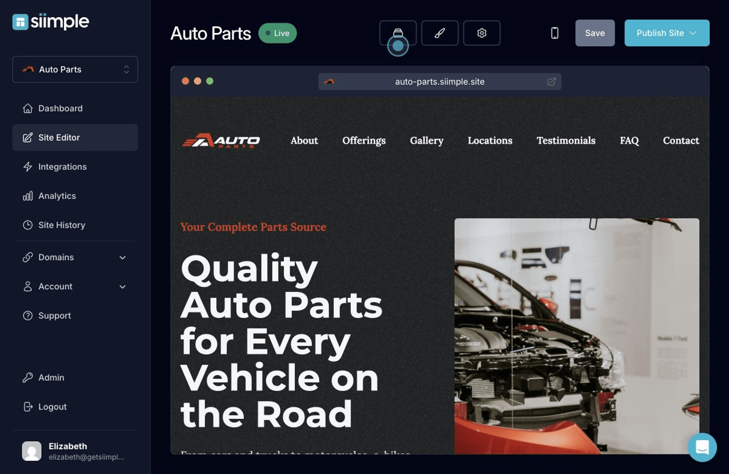 Create a Simple Auto Parts Store Website