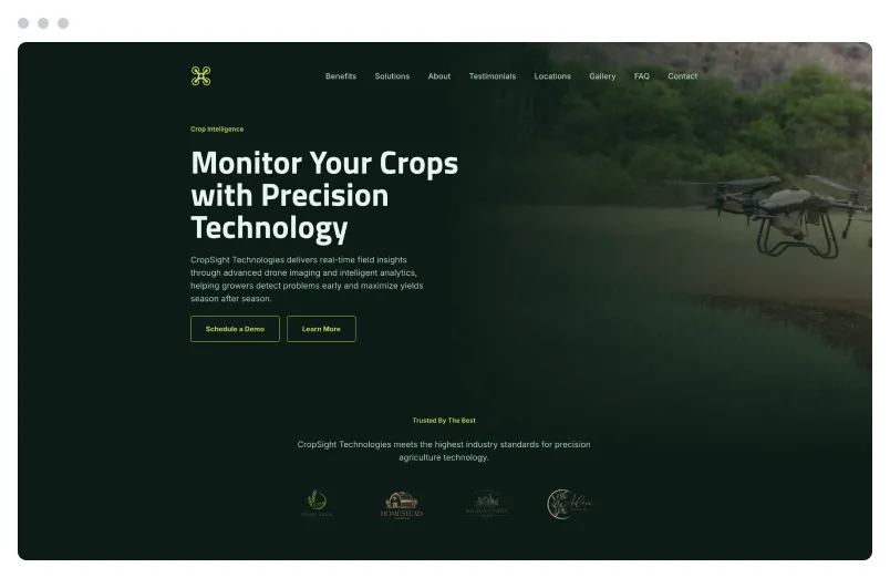 Template of a Agriculture website built with Siimple.