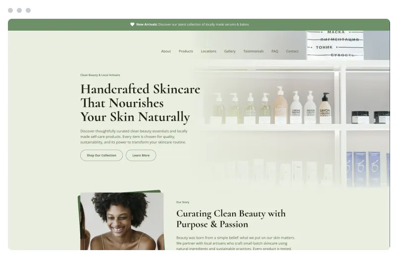 Template of a Beauty website built with Siimple.
