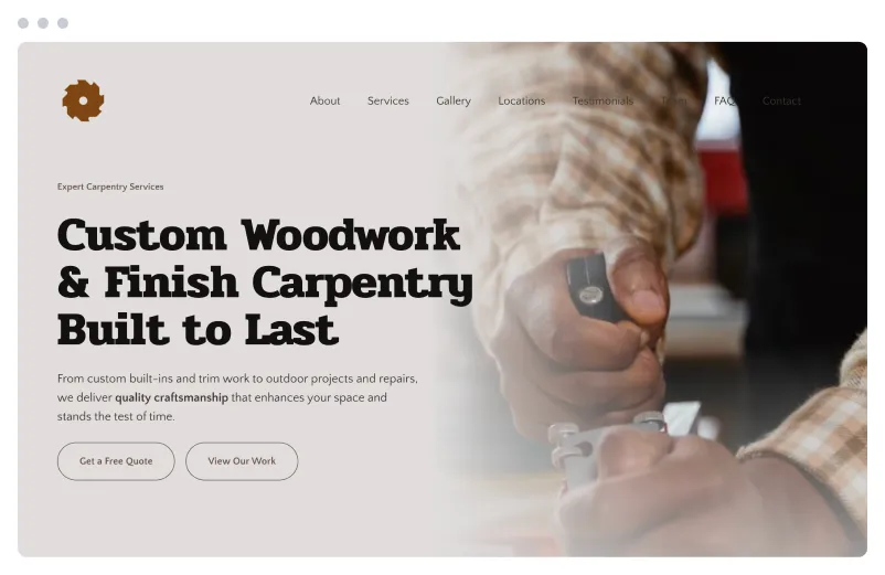 Template of a Carpentry website built with Siimple.