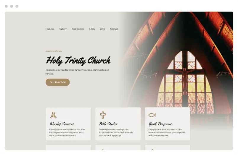 Template of a Church website built with Siimple.