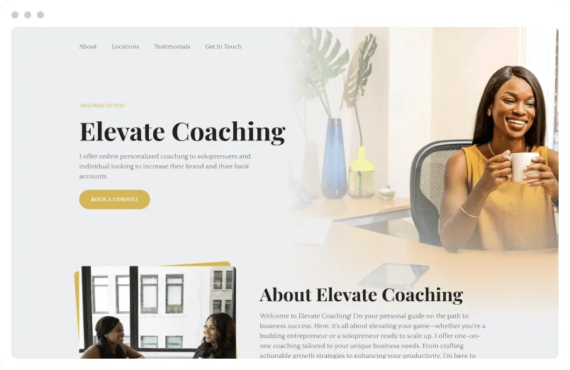 Template of a Coaching website built with Siimple.