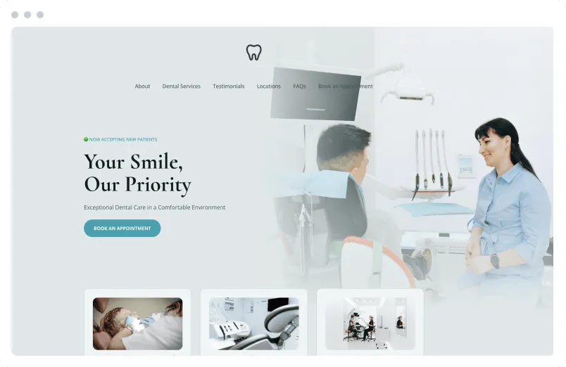 Template of a Dentist website built with Siimple.