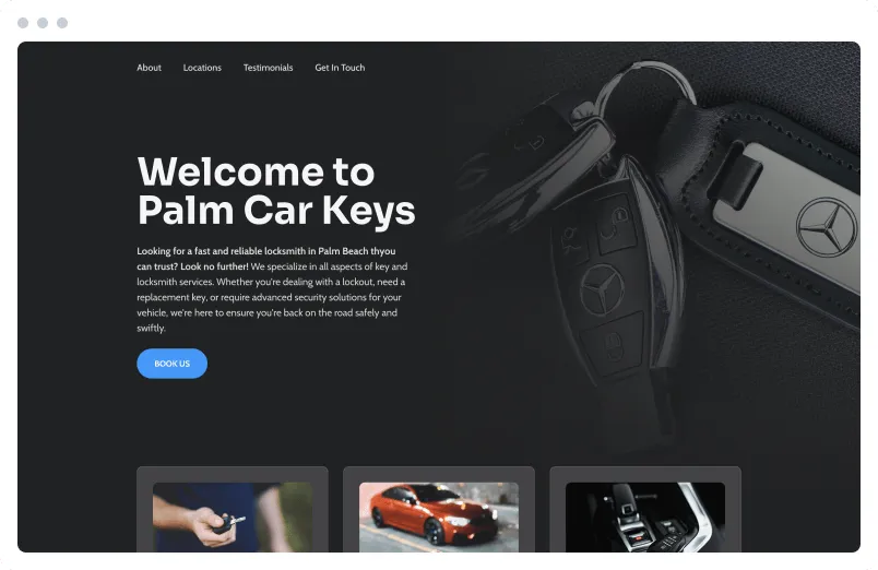 Template of a Locksmith website built with Siimple.