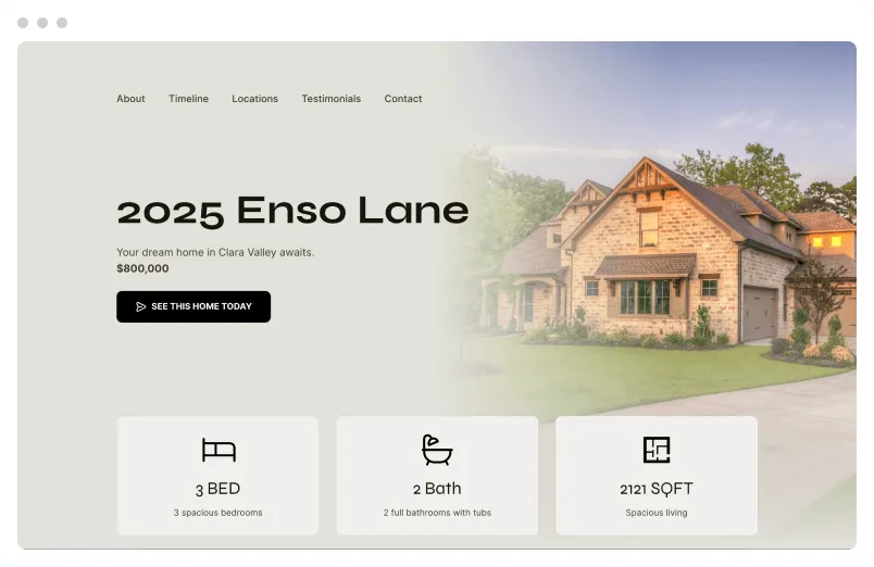 Template of a Real Estate Listing website built with Siimple.