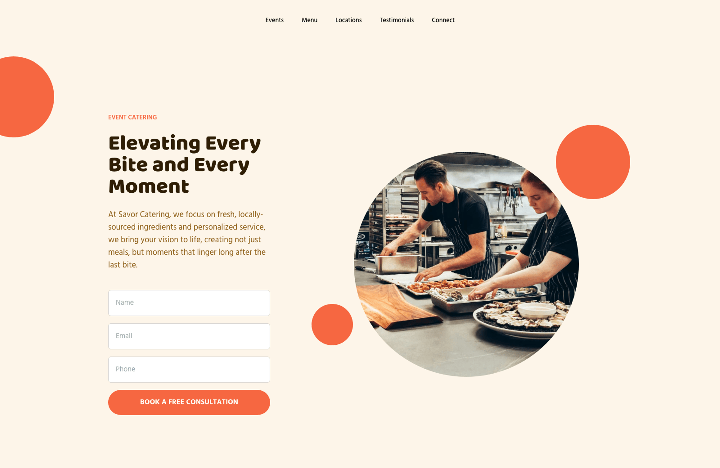 Stand out with a simple catering website