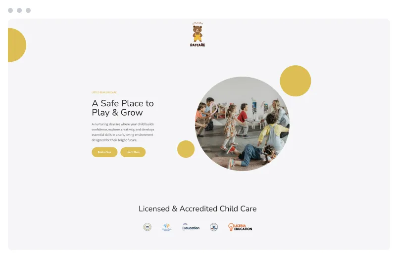Template of a Daycare website built with Siimple.