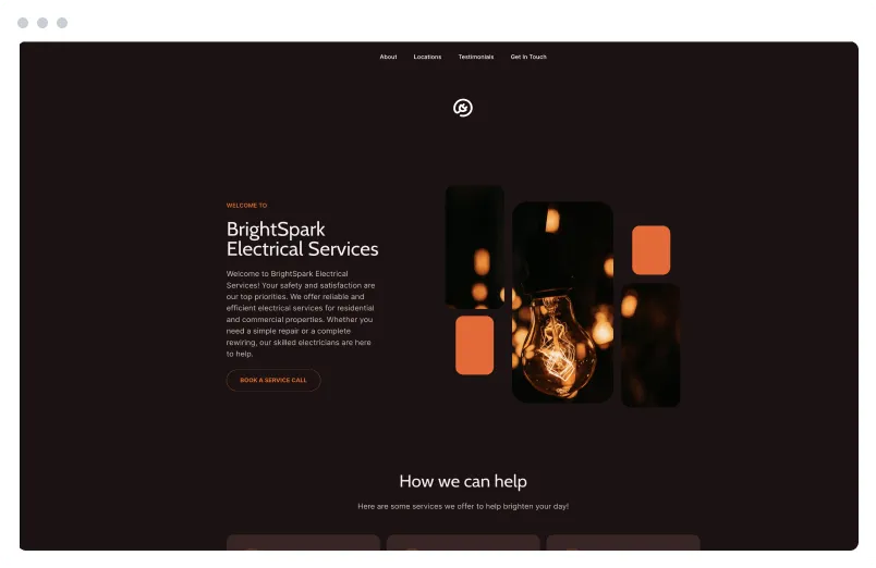 Template of a Electrician website built with Siimple.