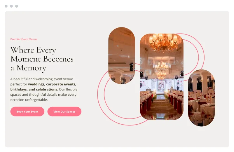 Template of a Event Venue website built with Siimple.