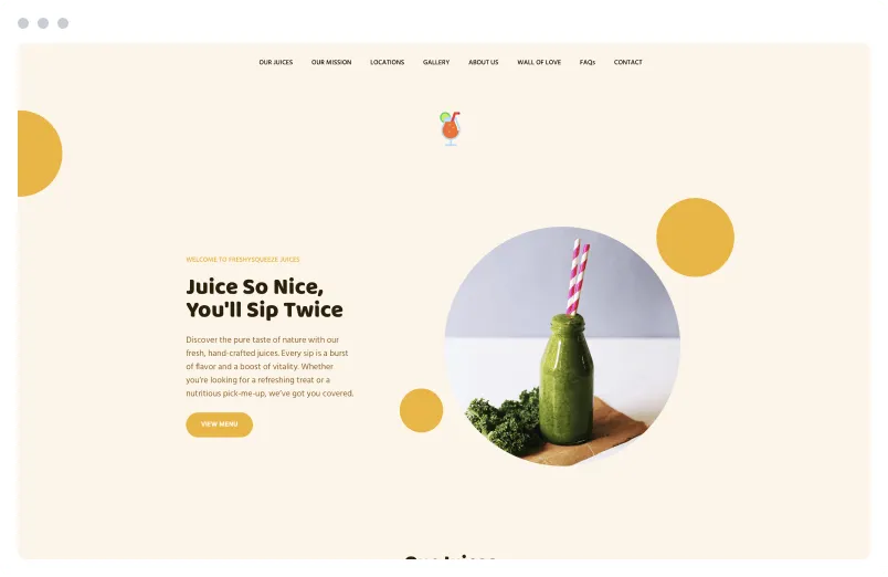 Template of a Juice Shop website built with Siimple.