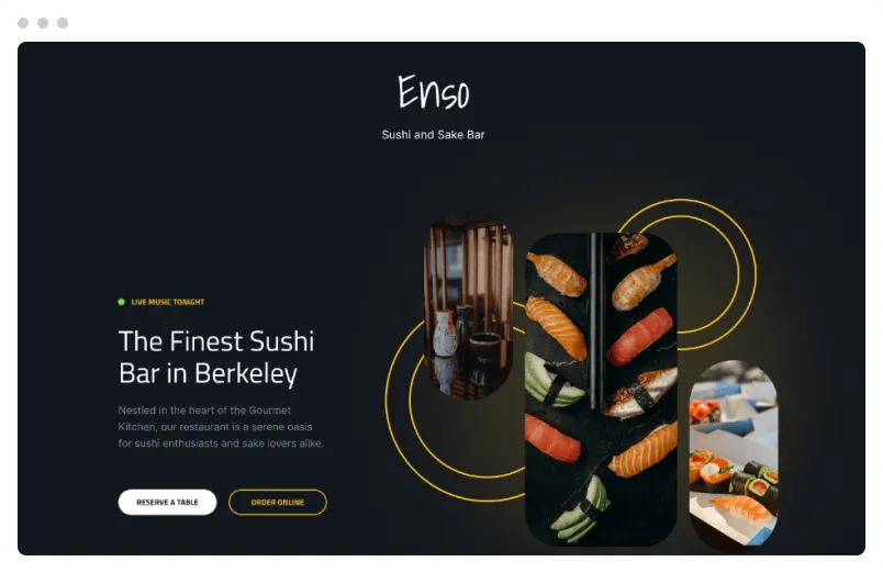 Template of a Restaurant website built with Siimple.