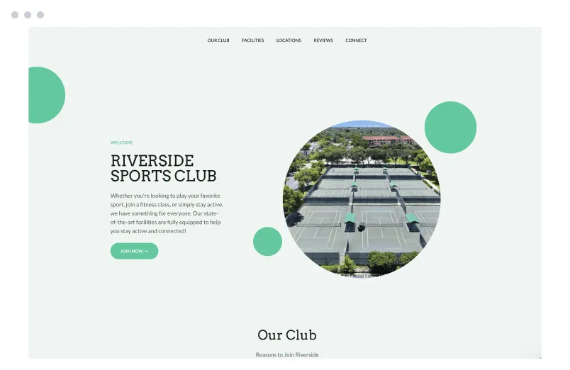 Template of a Sports Club website built with Siimple.