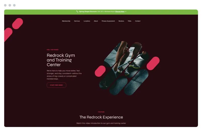 Template of a Gym & Fitness website built with Siimple.