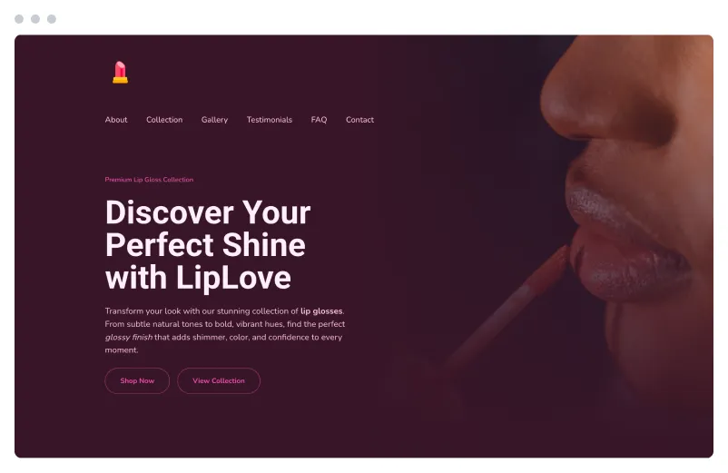 Template of a Lipgloss website built with Siimple.