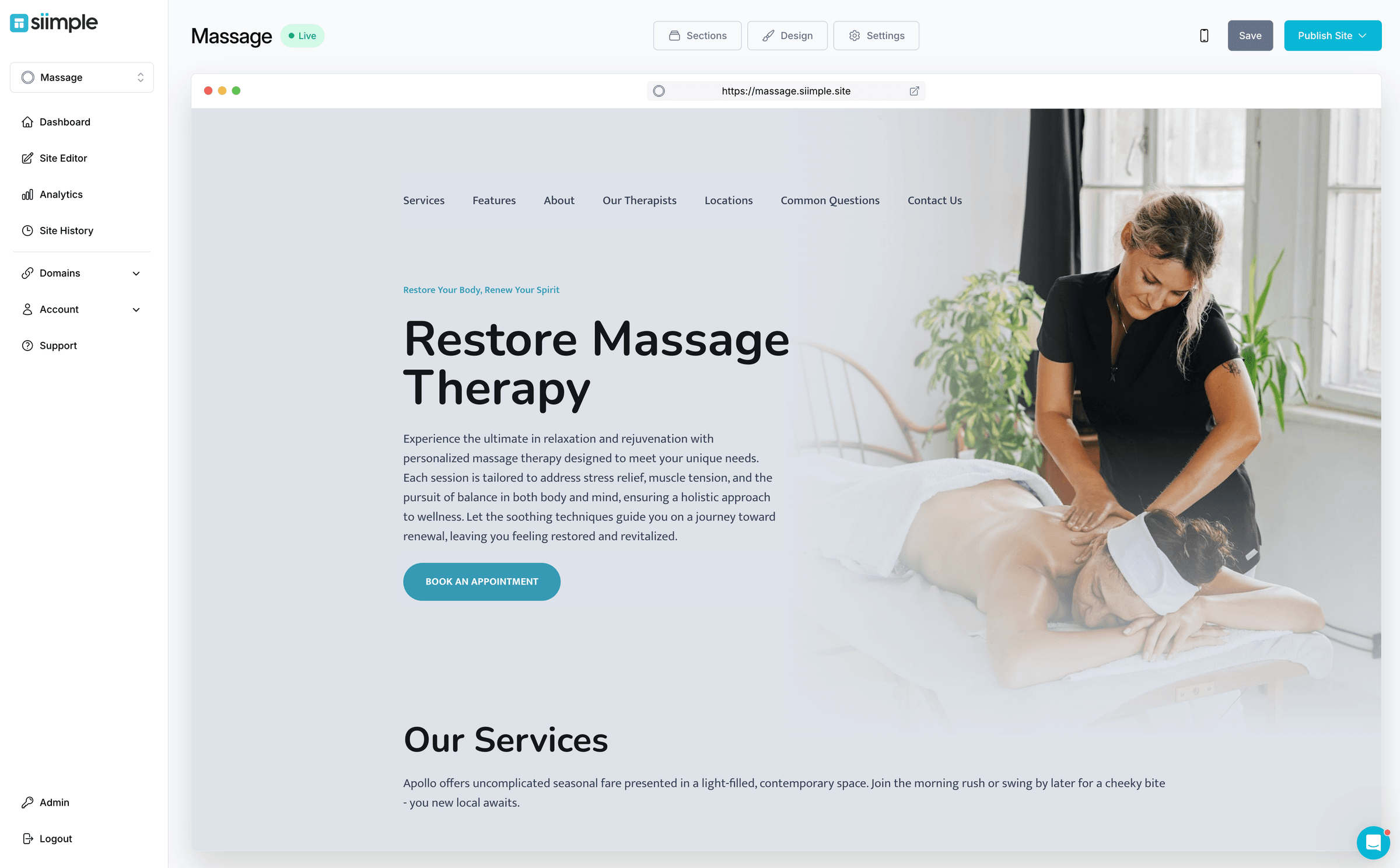 Create a Simple Massage Therapist Website