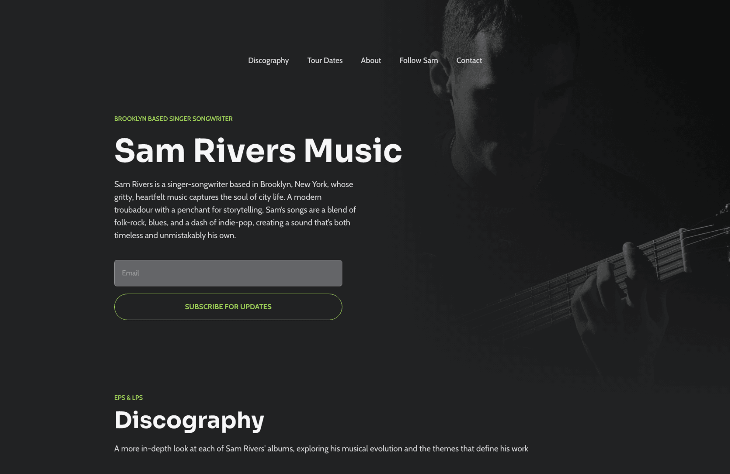 Stand out with a simple musician website