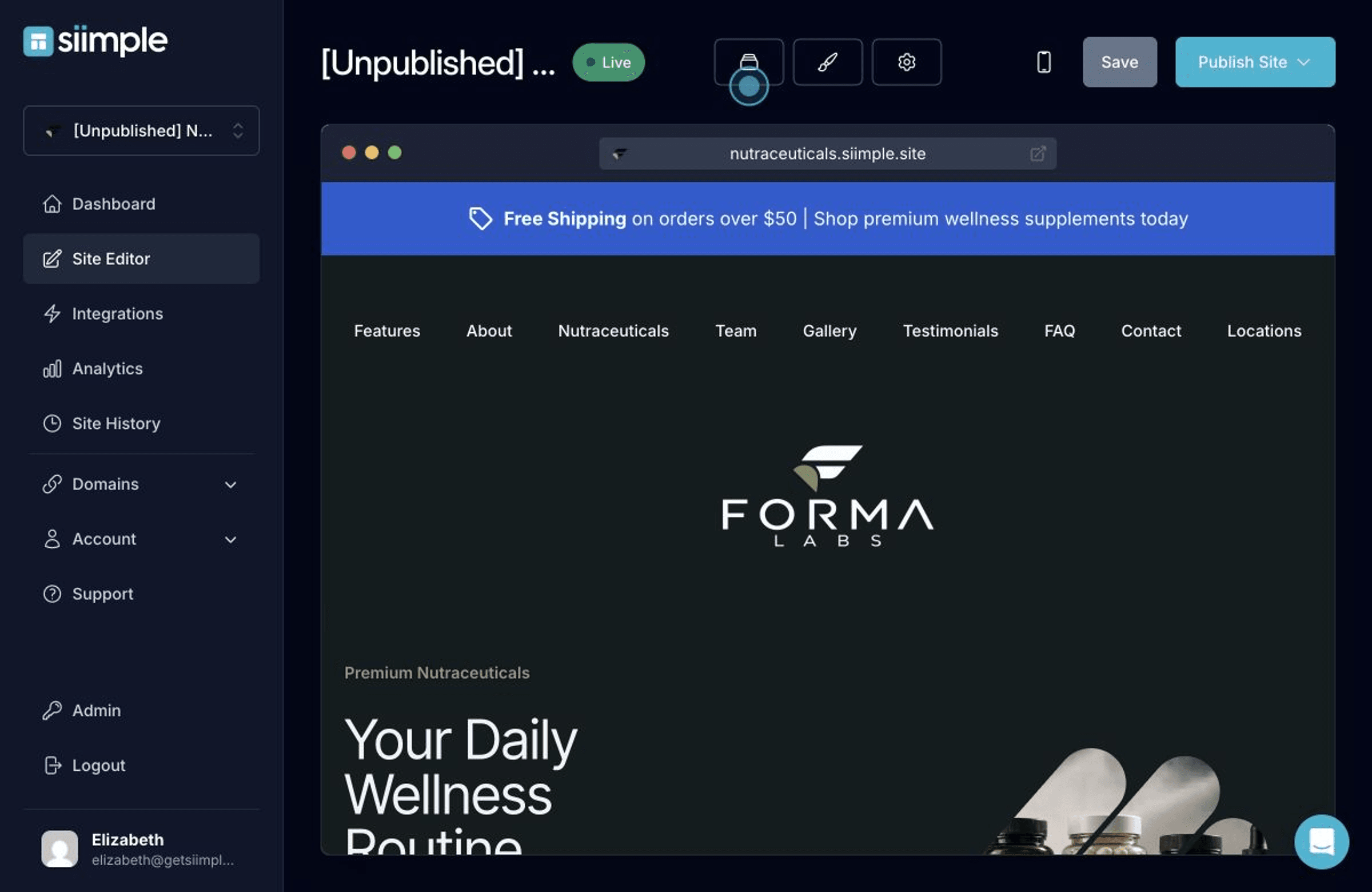 Create a Simple Nutraceutical Brand Website