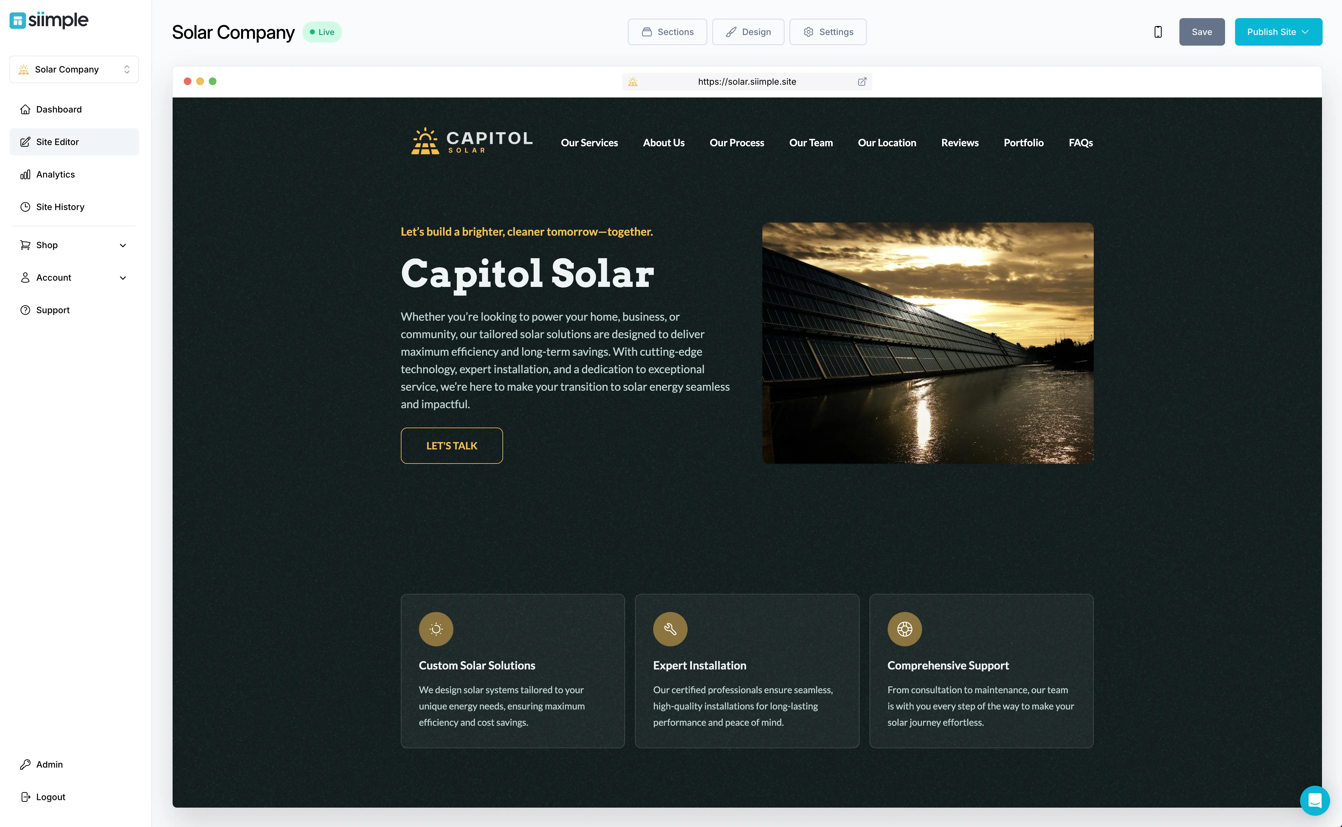 Create a Simple Solar Company Website