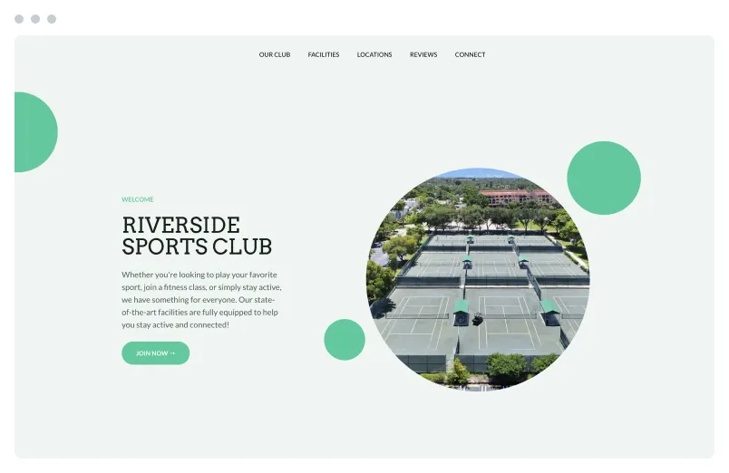Template of a Sports Club website built with Siimple.