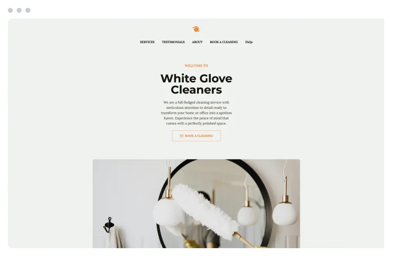 Template of a Cleaning Service website built with Siimple.