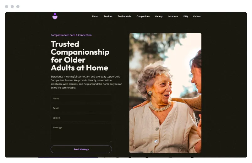 Template of a Companion Service website built with Siimple.