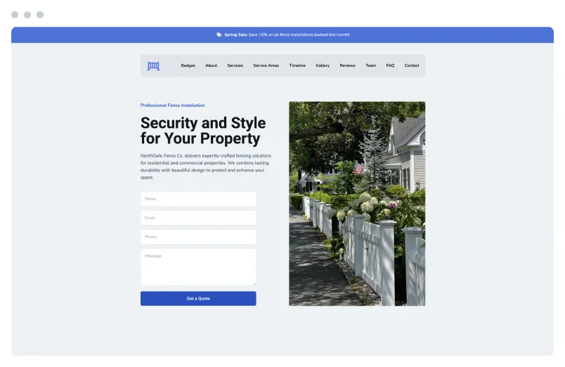 Template of a Fencing website built with Siimple.
