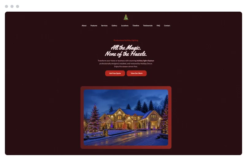 Template of a Holiday Decor website built with Siimple.