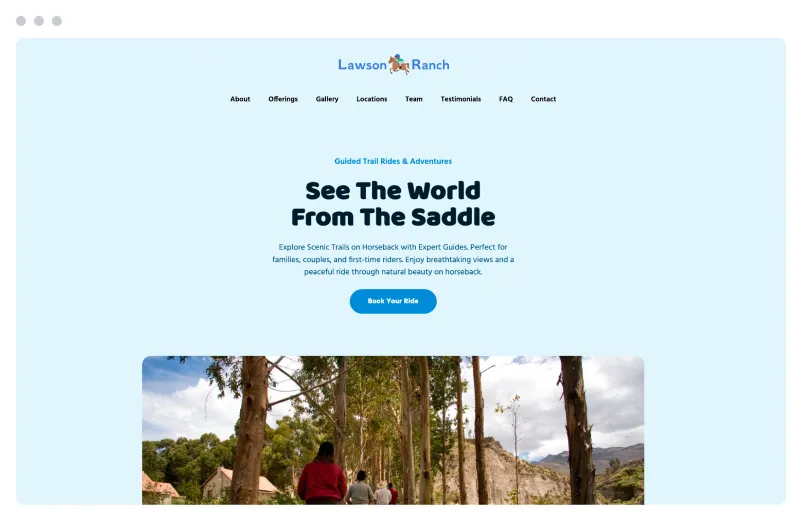 Template of a Horseback Riding website built with Siimple.