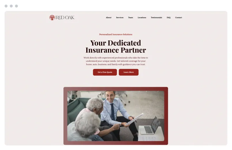 Template of a Insurance website built with Siimple.