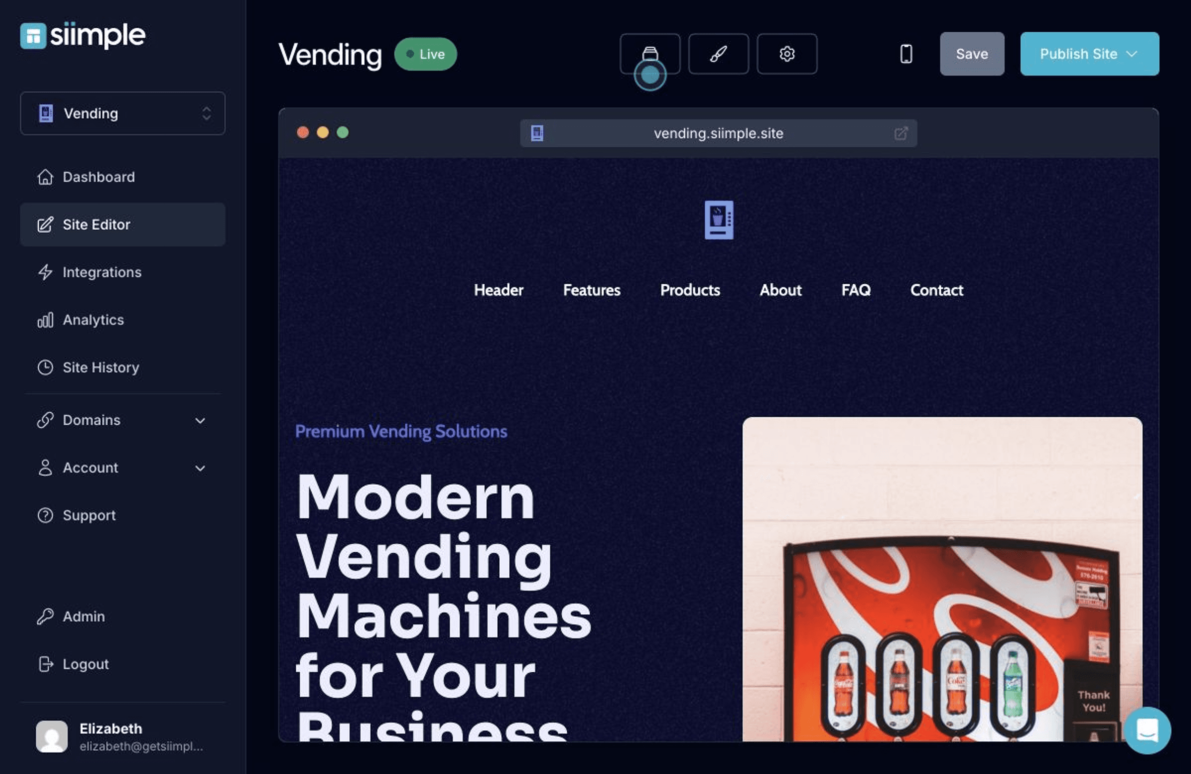 Create a Simple Vending Business Website