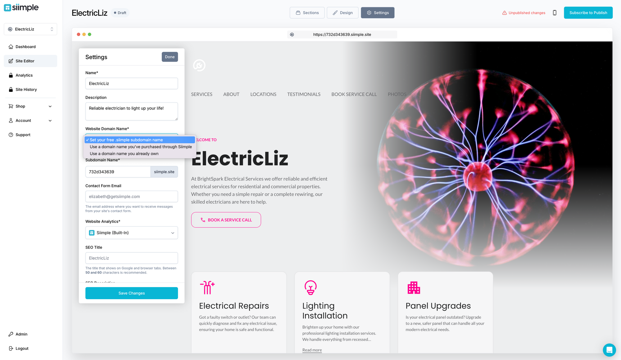 How to Create a Simple Electrician Website in Minutes (for under $10)