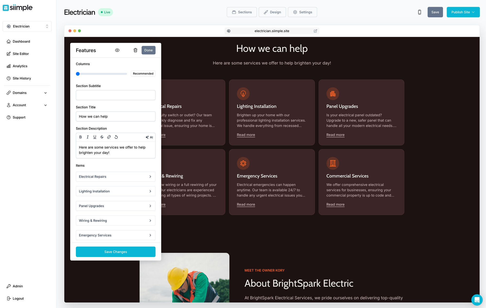 Siimple website builder