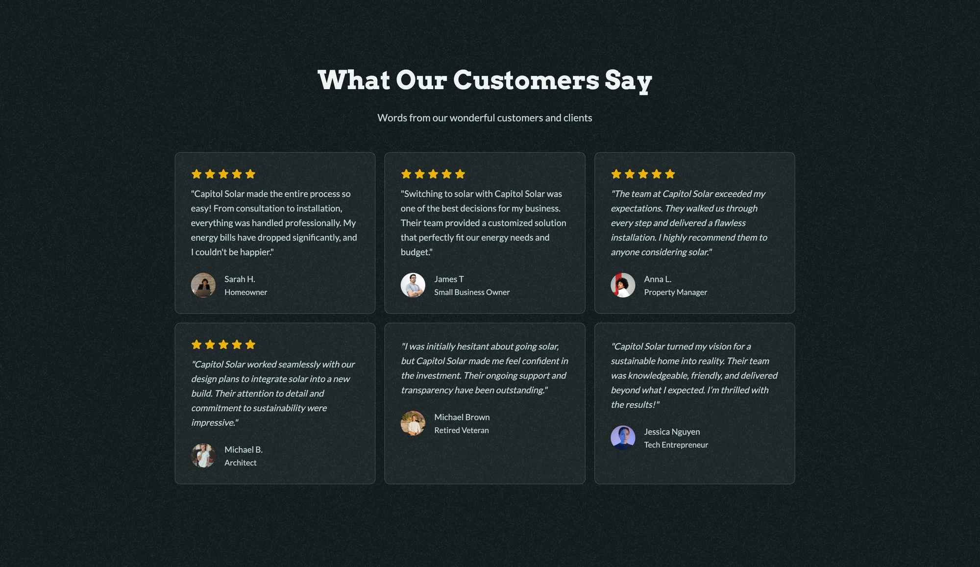 Solar Company Testimonials