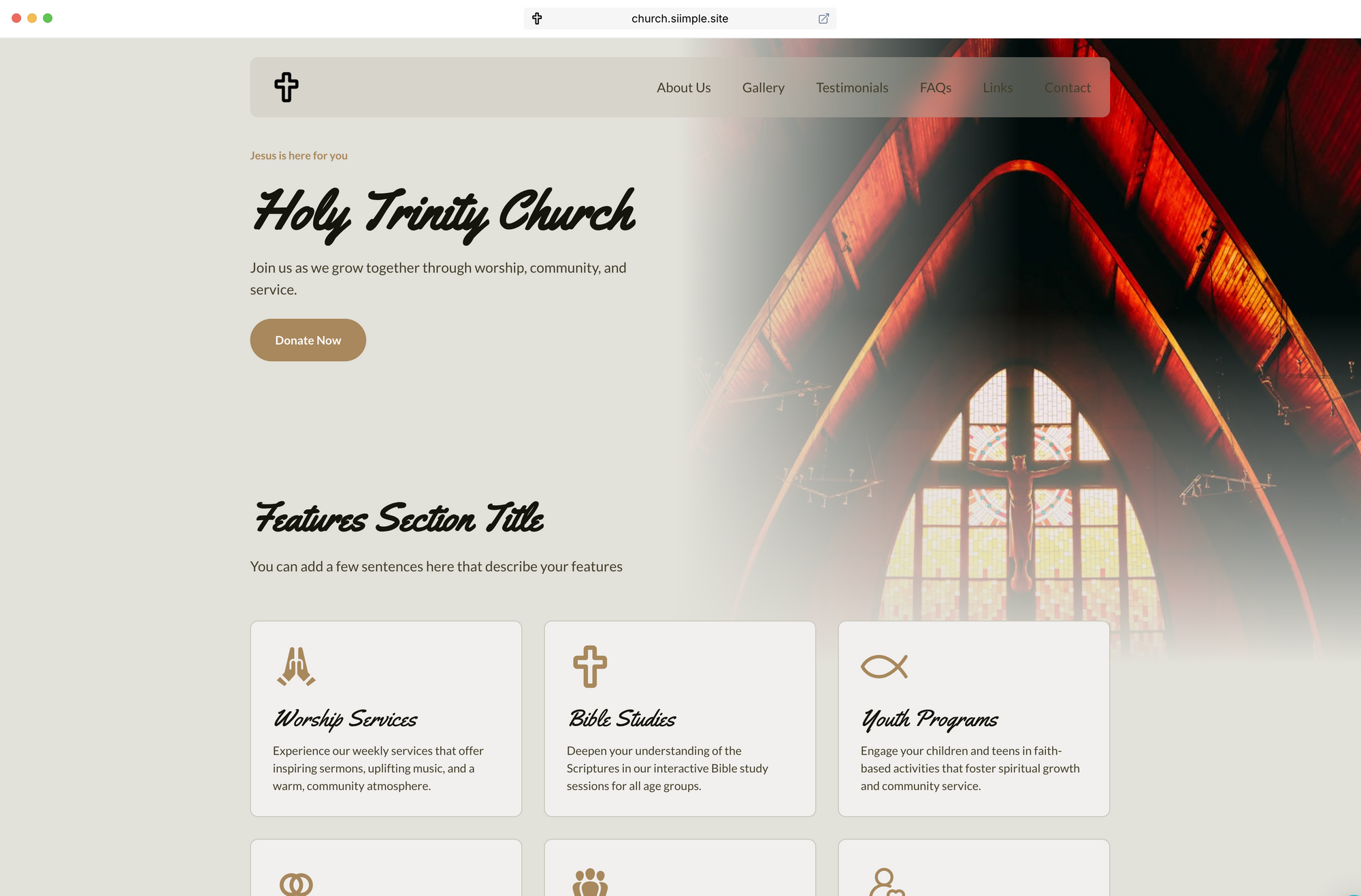 Simple one-page church website