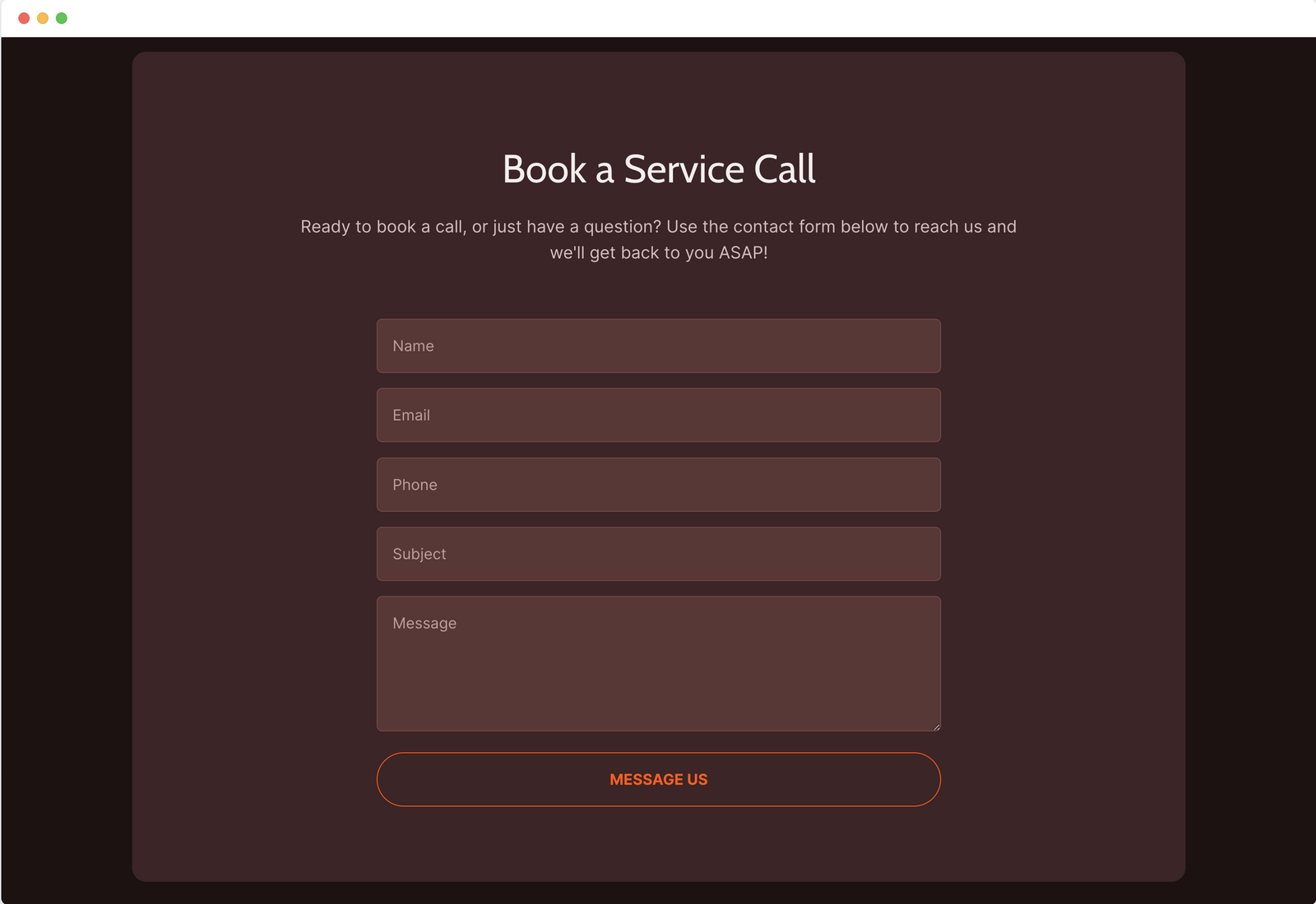 Electrician contact form